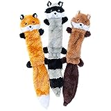ZippyPaws Skinny Peltz - Fox, Raccoon, & Squirrel - No Stuffing Squeaky Dog Chew Toys for Small & Medium Breeds 18"